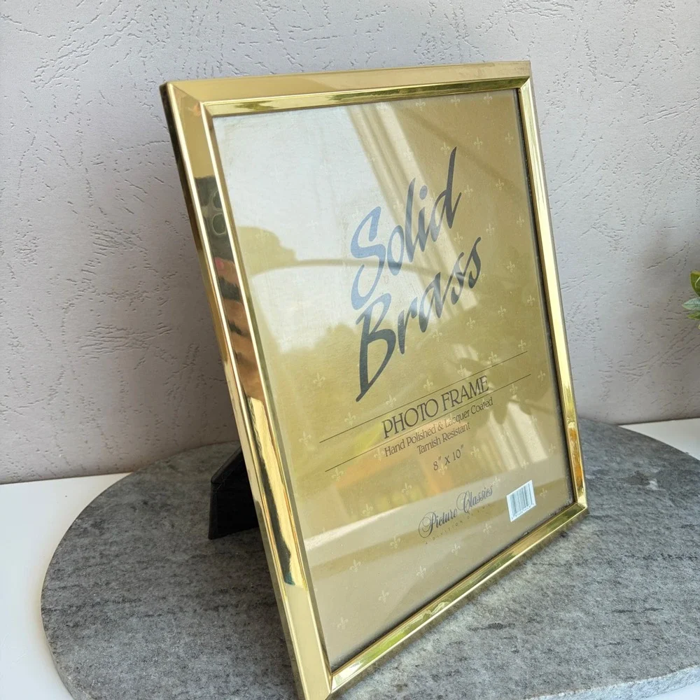 Picture Classics Solid Brass 8x10 Photo Frame Gold Tarnish Resistant Vintage